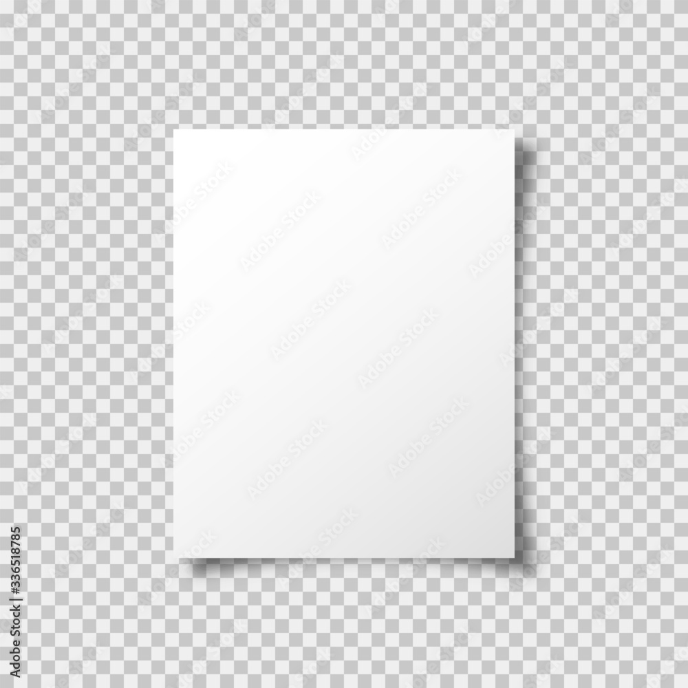 Fototapete a4 paper mockup vector template with shadow isolated on transparent background. graphic element. bla