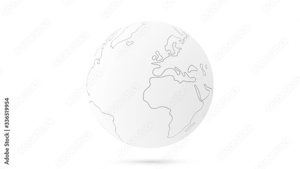 Aufkleber abstract 3d gray globe planet earth rotating 360. looping
