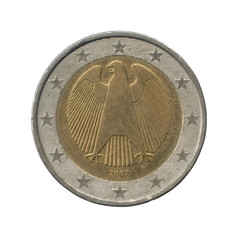 2 Euro coin of the Federal Republic of Germany isolated on a white background