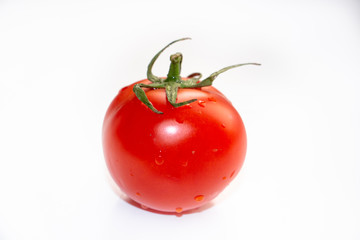 perfect tomato in the center of the frame on a white background