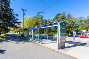 Bus stop in the city