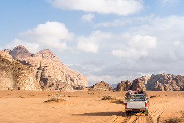 A series of photos from a jeep Safari in the Wadi Rum desert , Jordan.