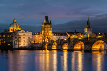 Fototapeta na wymiar Charles Bridge over Vltava river in Prague, Czech Republic.