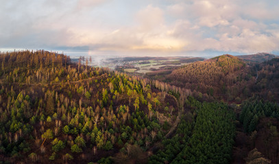 Der Teutoburger Wald bei Oerlinghausen, nach einem Sturm, Luftaufnahme, Panorama, Deutschland