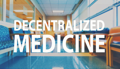 Decentralized Medicine theme with a medical office reception waiting room background