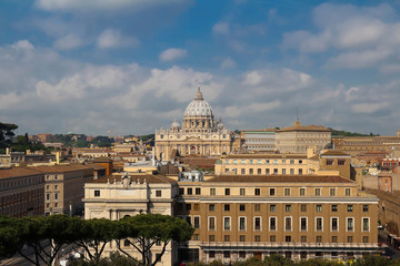 Fototapeta na wymiar view on St Peter Basilica , Vatican, Italy