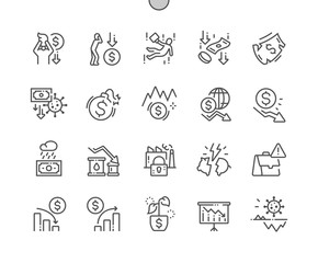 Economic crisis Well-crafted Pixel Perfect Vector Thin Line Icons 30 2x Grid for Web Graphics and Apps. Simple Minimal Pictogram