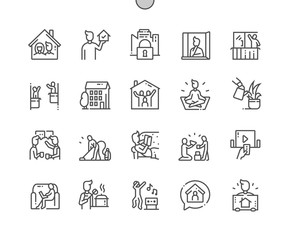 Stay at home Well-crafted Pixel Perfect Vector Thin Line Icons 30 2x Grid for Web Graphics and Apps. Simple Minimal Pictogram