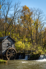 Hyde's mill in the Fall/Autumn sunshine.  Hyde, WI, USA. © Nicola