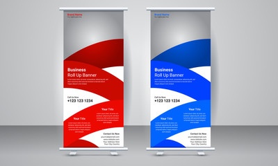 Advertising Business Roll Up Banner Stand Poster Banner design template creative concept. Presentation. 