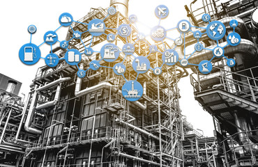 Obraz premium Oil and Gas Refinery plant as icon concept petrochemical industry.