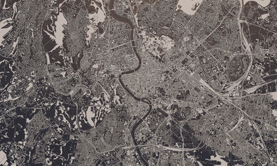 Rome, Italy city map 3D Rendering. Aerial satellite view.