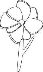 Black and white flower. Isolated object. Vector illustration.
