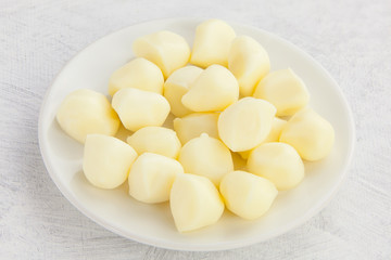 delicious fresh mozzarella on  white plate