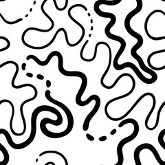 Black and white abstract seamless pattern with wavy lines