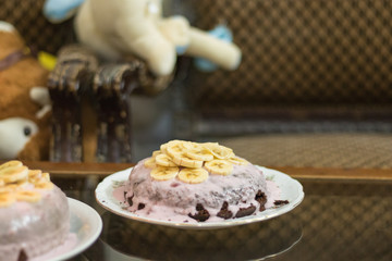 chocolate with bananas on a plate