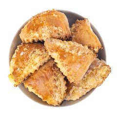 Georgian traditional dessert qada, kada with Sprinkled Sugar isolated on white