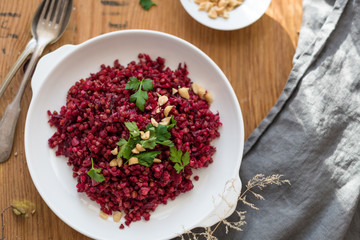 Beetroot and Buckwheat Risotto with Parsley