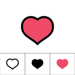 Heart vector icon, symbol of love and like.