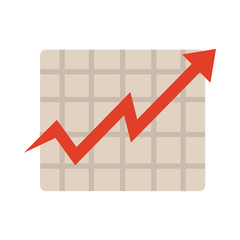 statistics chart arrow going up, rising food prices, flat style icon