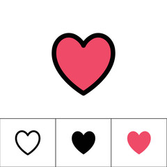 Heart vector icon, symbol of love and like.