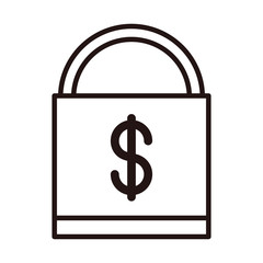 security protection money shopping or payment mobile banking line style icon