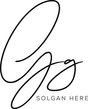 Gg initial logo handwriting template vector