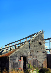 Barn in Ruins With Shingle Front