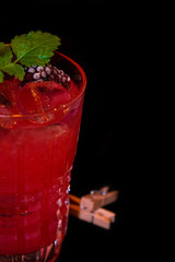 glass of raspberry juice