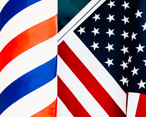 barber pole & US flag