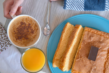 Girl having breakfast at home