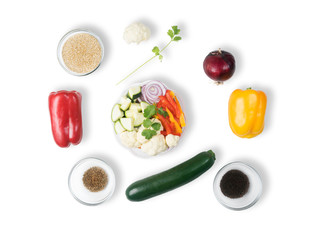 vegetables on white background