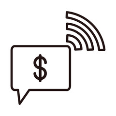 money connection digital shopping or payment mobile banking line style icon