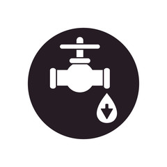 oil crash concept, faucet with oil drop with arrow down icon, silhouette style