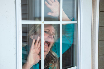 woman trapped inside her home