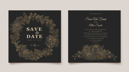 Fototapeta na wymiar wedding invitation with elegant design template