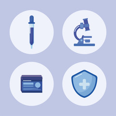 set of icons laboratory and vaccination