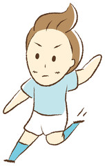 サッカーをする少年　スライディング