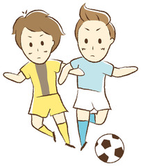 サッカーをする少年　デュエル