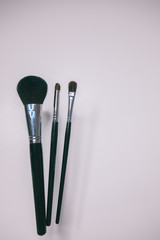 Makeup brushes set on white background