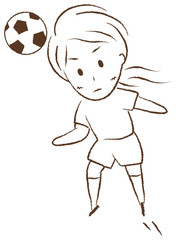 サッカーをする女の子　ヘディング