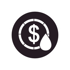 oil crash concept, money coin with oil drop icon, silhouette style