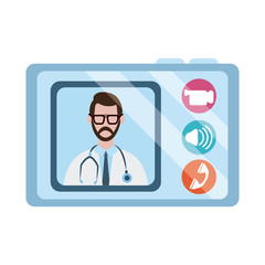 Fototapeta na wymiar online doctor, physician tablet computer consultation medical diagnostic covid 19, flat style icon