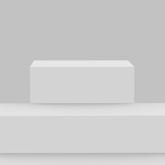3d gray white stage podium scene minimal studio background. Abstract 3d geometric shape object illustration render. Display for online business product.