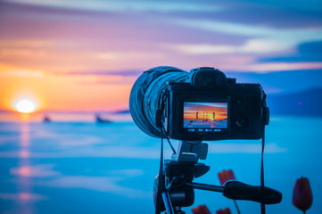 camera making  sunset video