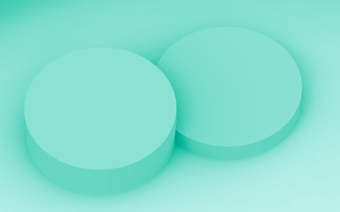 3d green bright cylinder podium minimal studio background. Abstract 3d geometric shape object illustration render. Display for food natural product.