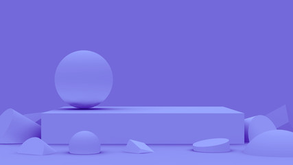 3d purple violet scene modern minimal design in studio background. Abstract 3d geometric shape object illustration render. Display for cosmetic fashion product.