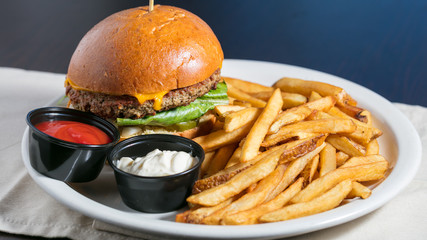 Plant based burger with fries