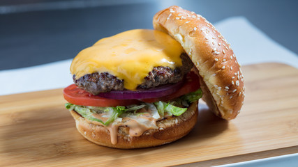Juicy classic American cheeseburger