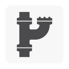 Pipe vector icon. Made from steel or metal connection by flange fitting fixing by screw and bolt. Part for pipeline construction to transport oil and gas in industry, water in plumbing and irrigation.